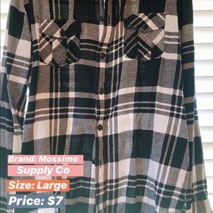 Flannel, Black and White, Size Large